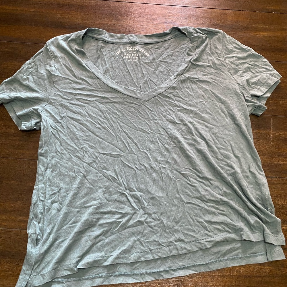 Sage green V-neck tee